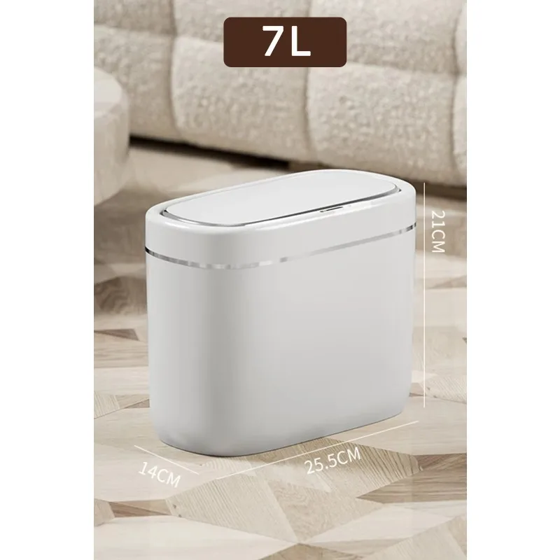 7L 9L Contactless Bathroom Trash Bin Waterproof USB Battery Powered Plastic Standing Sensor Automatic Cover Smart Trash Bin