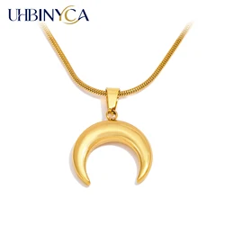 UHBINYCA Stainless Steel Moon Crescent Pendant Necklace for Women, Simple and Stylish Waterproof and Hypoallergenic Accessory