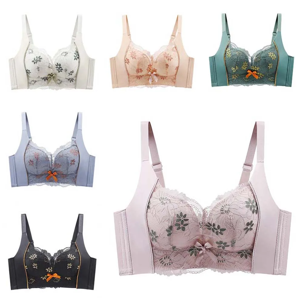 Gathered Breasts Wireless Deep V Bra Shockproof Anti-sagging Push Up Underwear Lingerie Close-fitting Seamless Lace Bras Travel