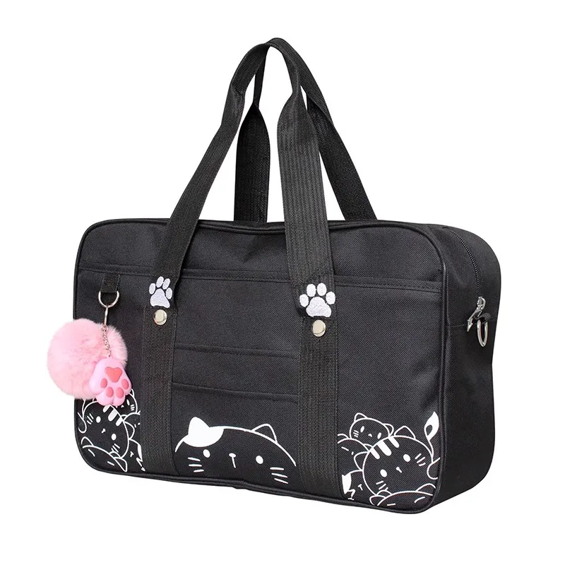 Kawaii Japanese Style Cat JK Uniform Sac à main, Crossbody Canvas Bag, Lolita Anime Cosplay, School Girls Messenger, Initiated Bag for Women