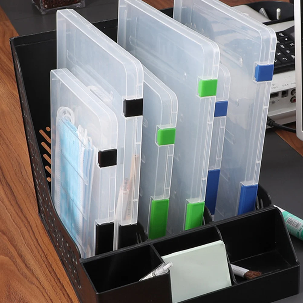 

2Pcs Plastic File Box Document Organizer Portable Transparent Papers Container Folder Storage Organizer for Office Home Study