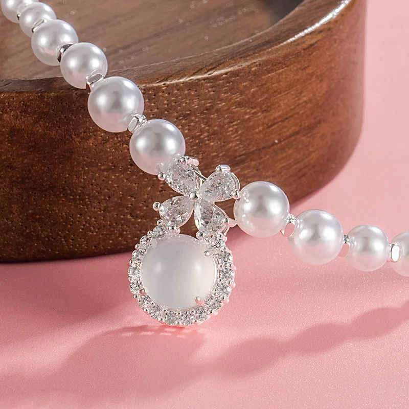 Shijia Pearl Broken Silver Escape Princess Necklace Women's Korean Version Temperament Elegant Advanced Collarbone Chain