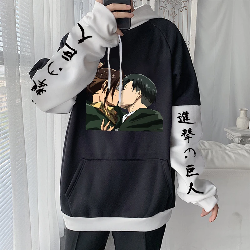 Attack On Titan Anime Hooded Print Men Women Hoodies Classic Sweatshirt Harajuku Pullover Levi Ackerman And Hanji Zoe Kiss Funny