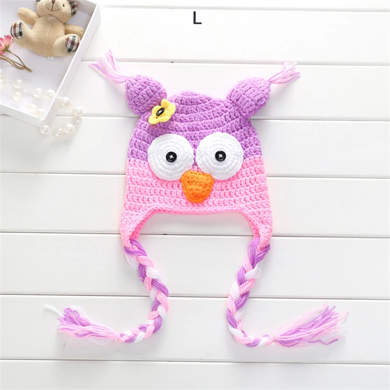 Crochet Baby Owl Hat Multiple Shape Colors Newborn Owl Cap Photo Props Infant Toddler Knitted Beanie With Braid