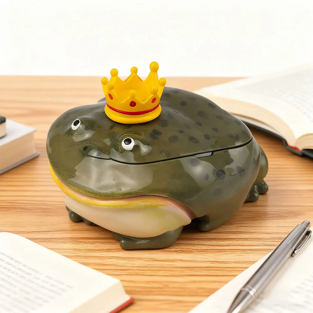 

Креативный защитный чехол для наушников с короной и уродливой лягушкой, ручная работа, подходит для чехла для наушников Apple, милый защитный чехол для наушников