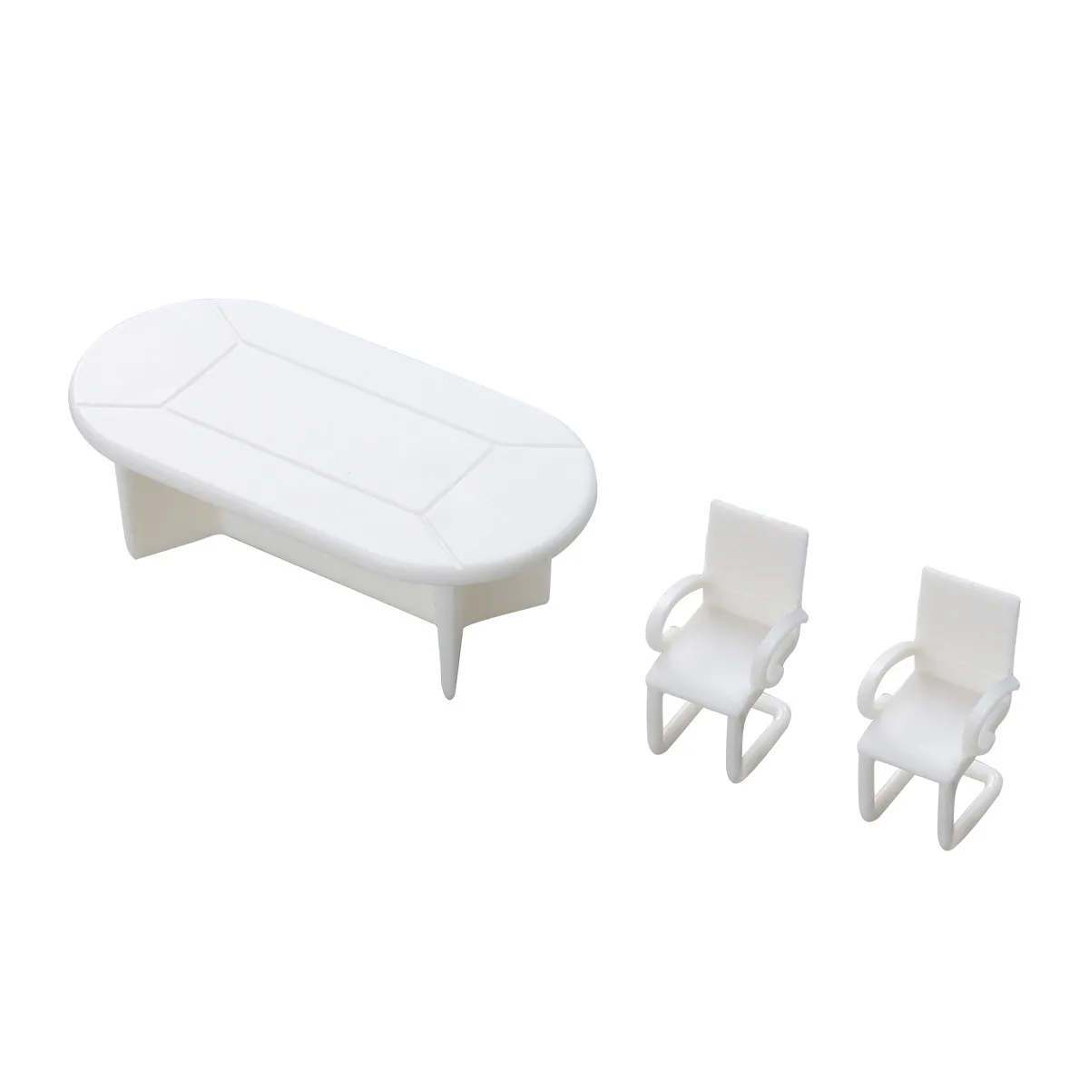 Mini 1:50 Scale Plastic Table Chair Set for Office Desk DIY Display – 7-Piece Creative Home Office Decor Gift