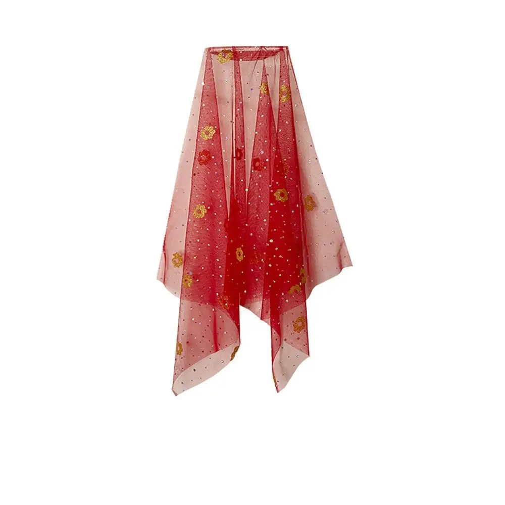 Flower Pattern Headwear Mesh Indian Dance Headdress Dance Performance Accessories Performance Prop Belly Dance Headscarf