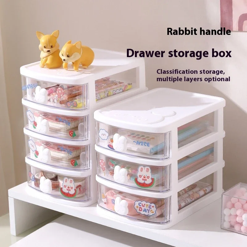 2/3/4/5 Layer Desktop Storage Organizer Home Storage Cosmetic Transparent Storage Box Student Desktop Stationery Organize Drawer