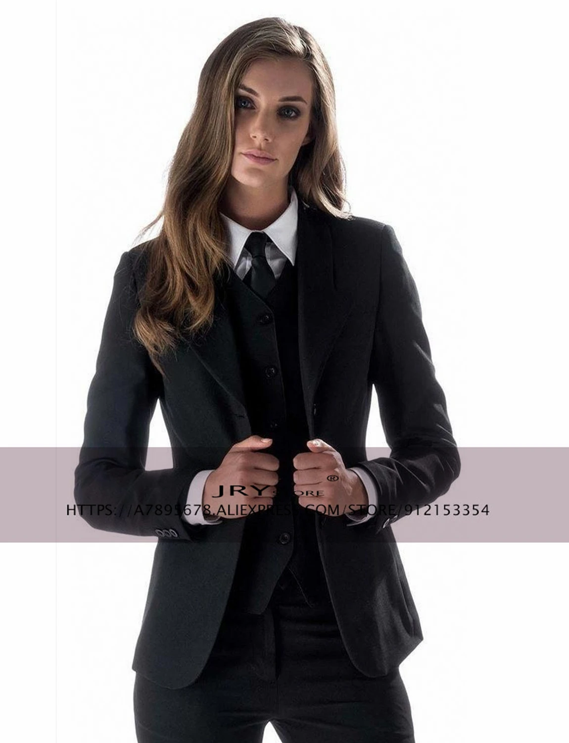 Women\'s 3-piece Slim Fit Work Wear Business Office Jacket Blazer + Trousers + Vest Party Tuxedo