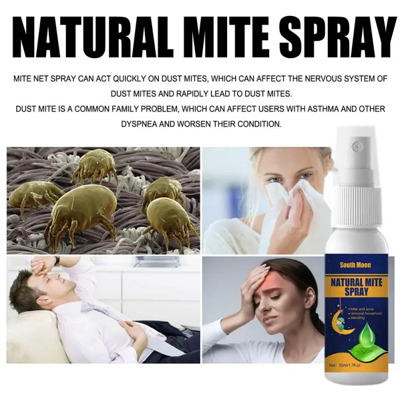 Dust Mite Killing Spray Removal Mite Family Health 60g Boxed Packing Household Accessories Mite Removal Spray Natural