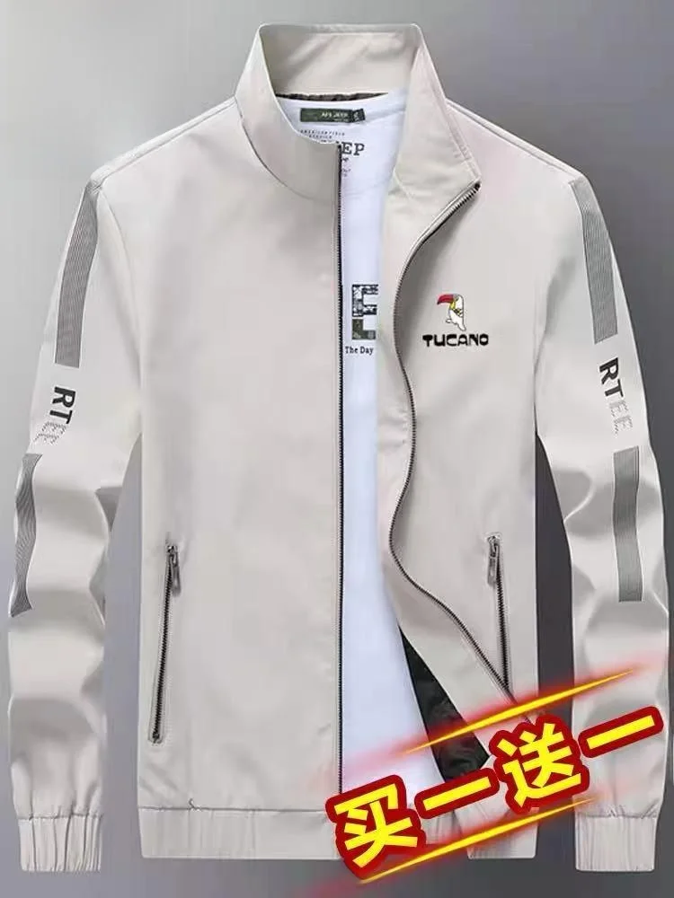 

TUCANO Men's Slim Fit Casual Jaet Pure Color Stand Collar Spring Autumn New Sle Faionable Polyester Fiber Long Sve