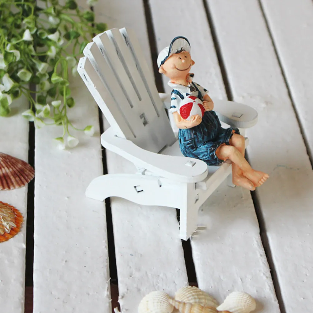 

Creative Wooden Beach Chair Ornament for Desktop Home Office Tabletop Decor Living Room Bedroom Car Interior Decoration