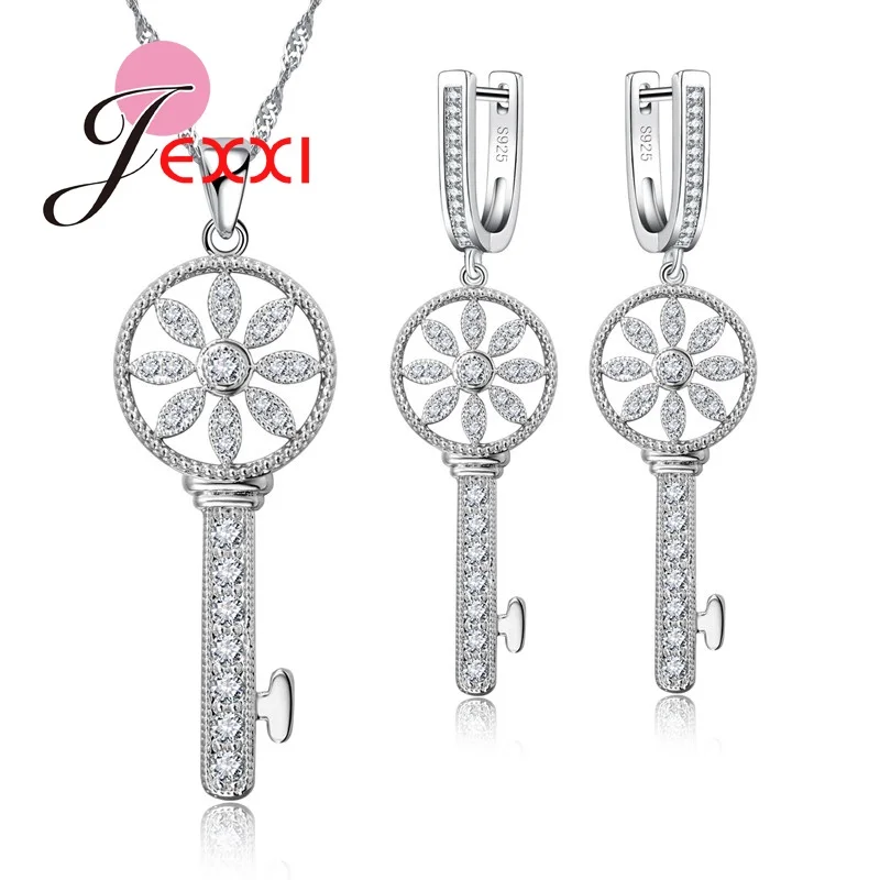 Netherland Windmill Design Women Jewelry Set High Quality Silver Color Jewelry with Crystal Earrings+ Necklace Chain Pendent