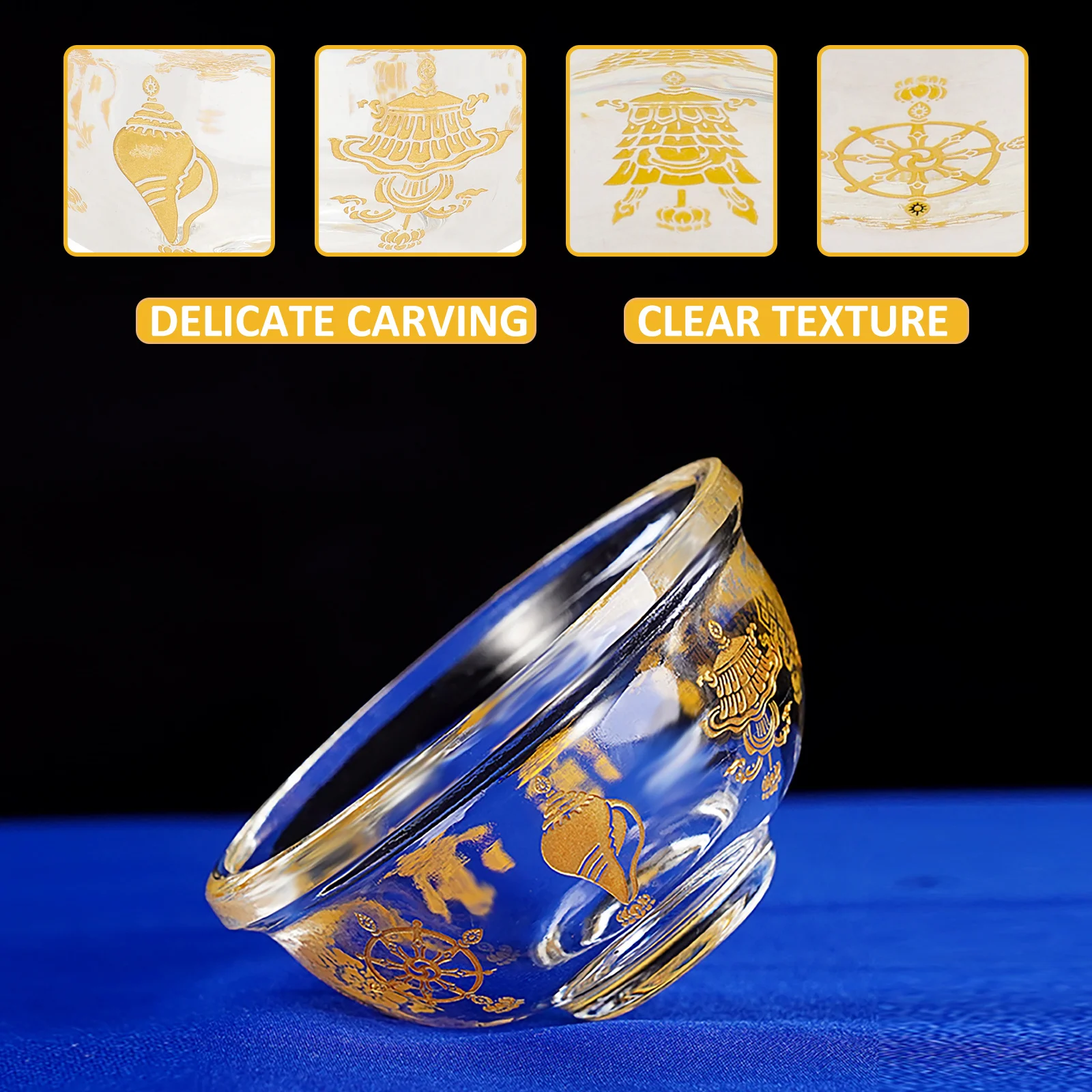 

Buddhist Water Bowl Holy Offering Cup for Meditation Auspicious Ritual Vessel Sacrifice Supply Clear 1Pc