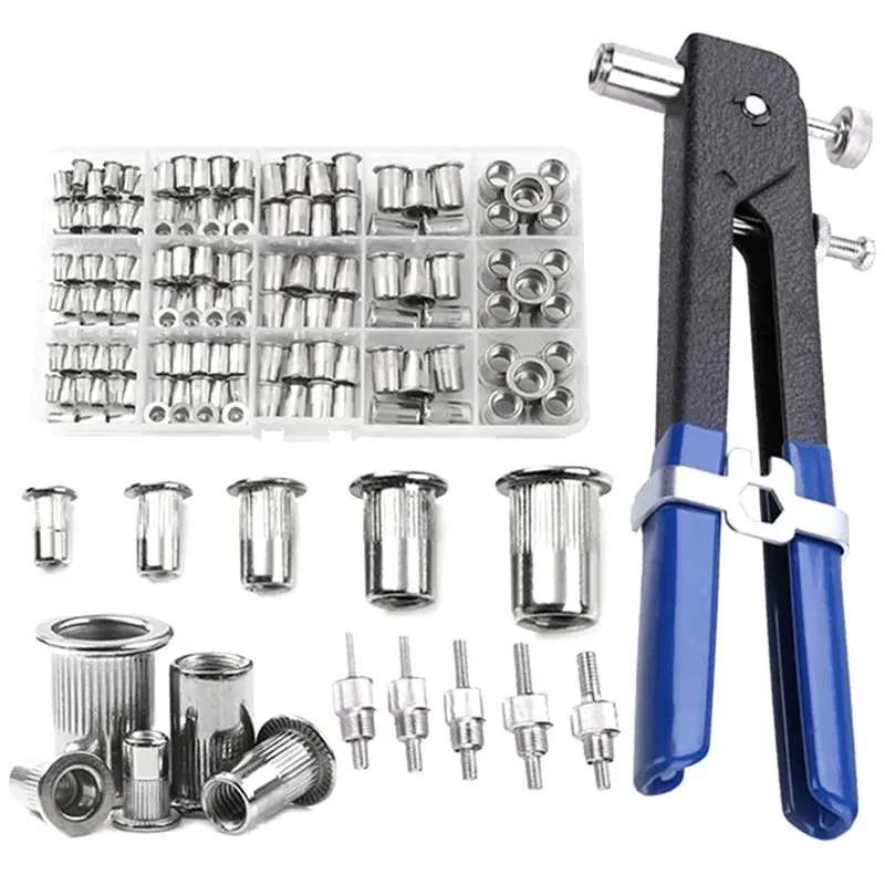 150pcs-rivet-nuts-plier-mandrel-kit-m3-m5-m6-m8-nut-rivet-mandrels-repairtool-nut-rivet-plier-set-with-pliers