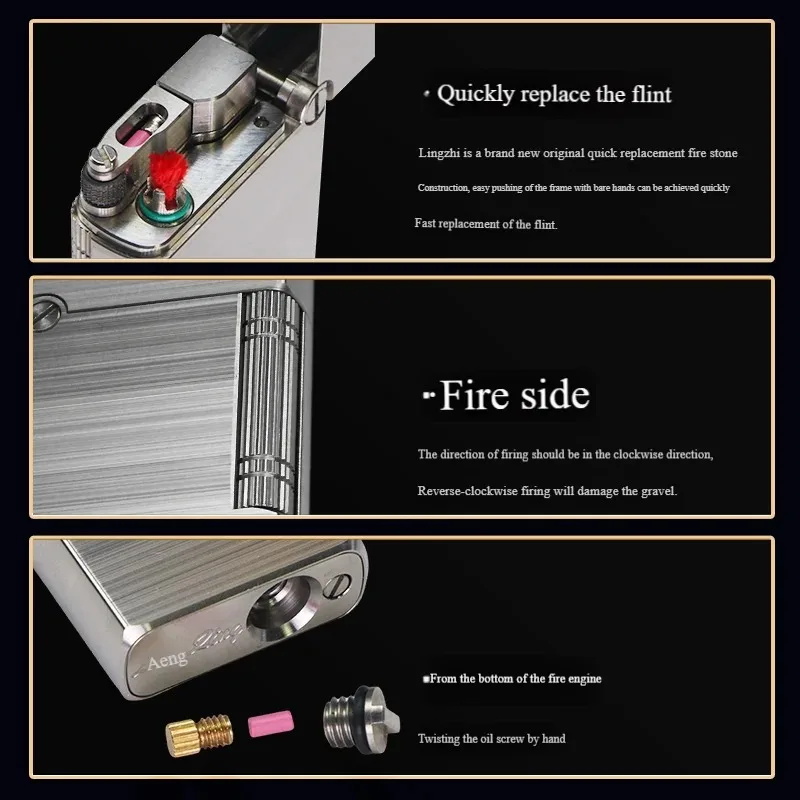 ولاعة زيت دقيقة عالية الجودة باستخدام الحاسب الآلي كاملة 316 من الفولاذ المقاوم للصدأ ولاعة الكيروسين صندوق هدايا خشبي نادر التعبئة والتغليف جمع التدخين #5