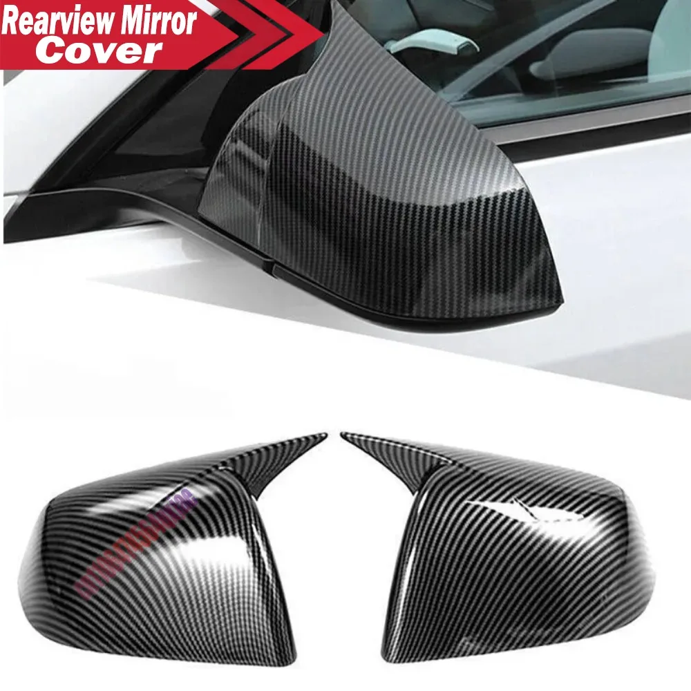 For Tesla Model Y 3 2019-2023 ABS Car Rearview Side Mirror Cover Wing Cap Exterior Door Trim Adhesive Sticker