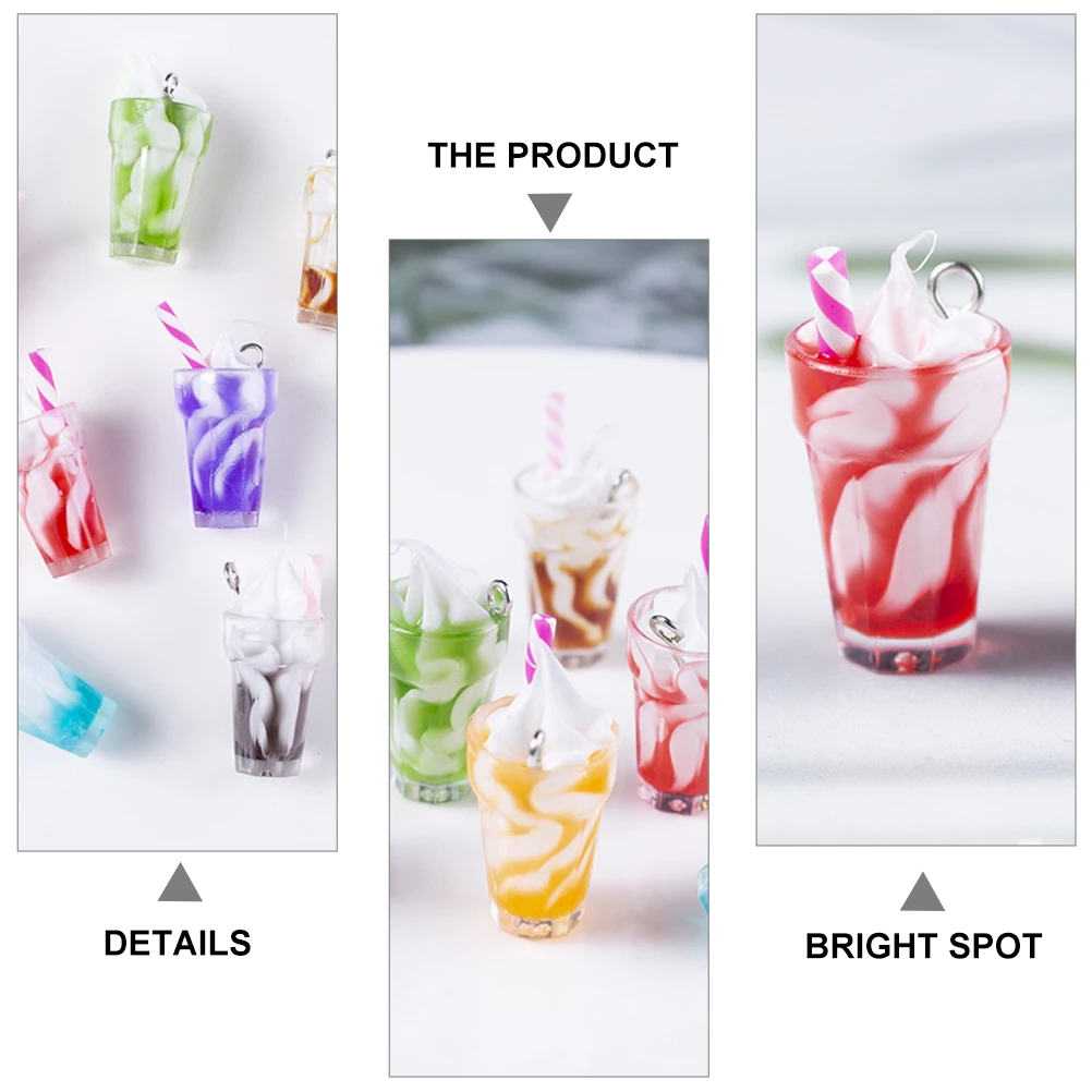 

20Pcs Mini Ice Cream Cup Pendant Realistic Appearance Bright Colors Plastic Charms Jewelry Making