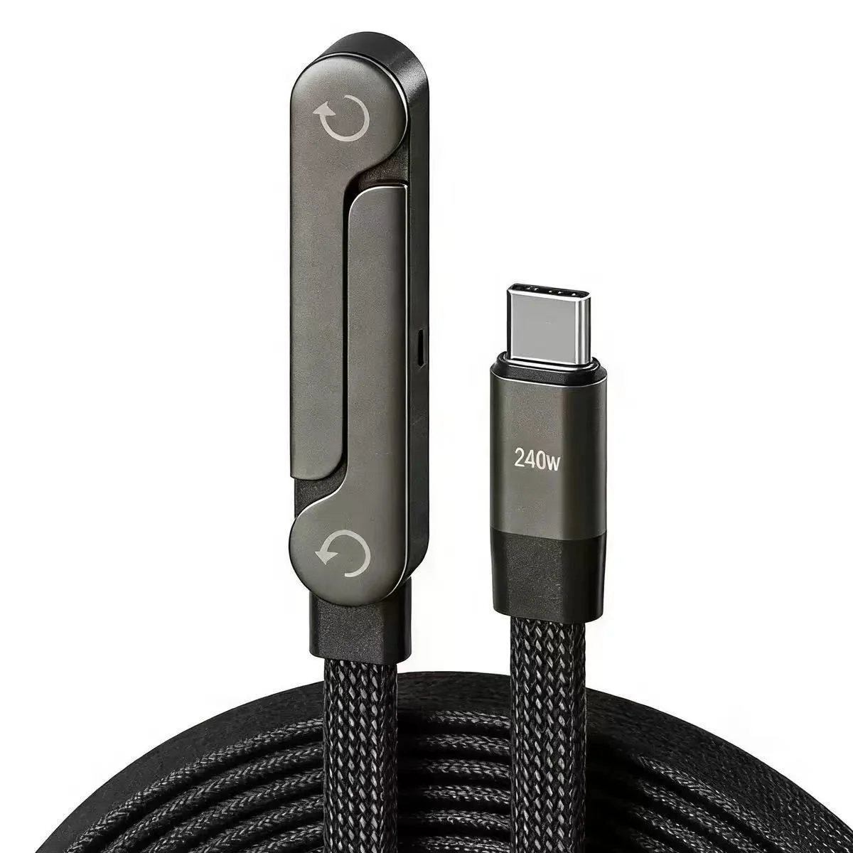 240W USB-C zu USB-C Kabel mit Faltbarem Handyständer, 6A PD Schnellladung Nylon-Geflochtenes Ladekabel für Laptop und Smartphone