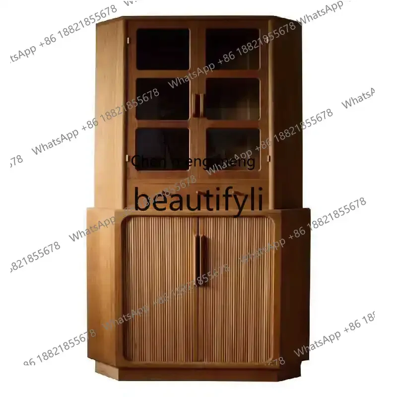 

Стеклянный треугольный настенный винный угловой шкаф из массива вишни