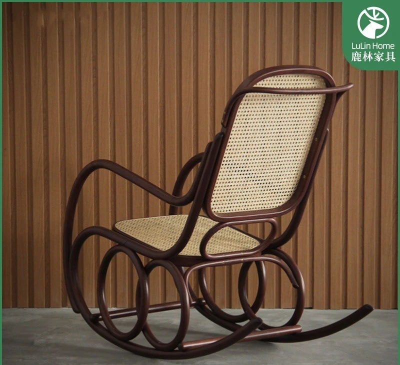 

Natural Rattan Nordic Style Rocking Chair | Indoor Outdoor Recliner for Balcony/Living Room | Comfortable Lazy Chair with