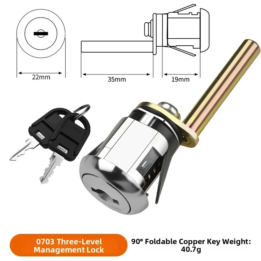 Filing Cabinet Rotary Latch Lock Zinc Alloy Triple Drawer Type with 2 Keys Silver for Manager User Core Change Setup