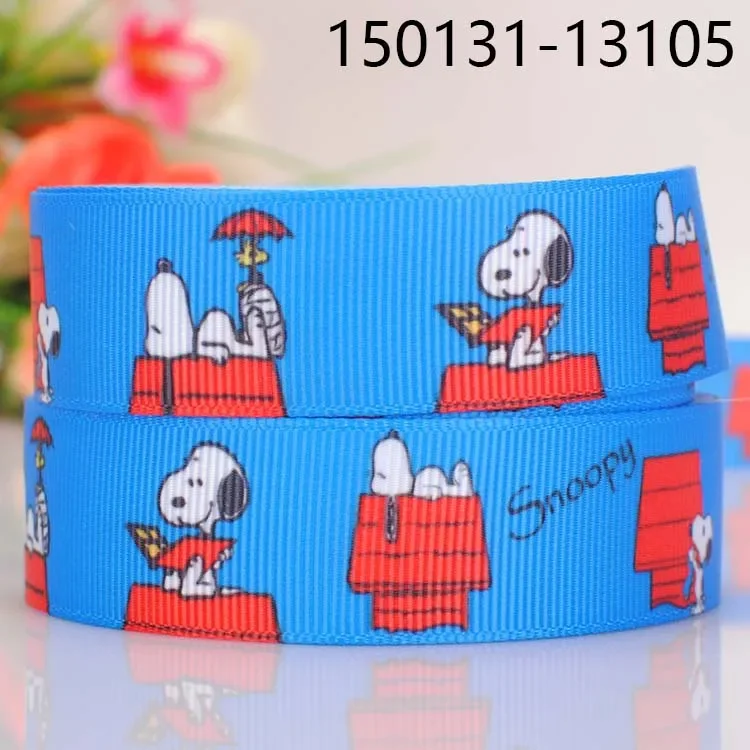 50 Yards niedliches Hunde-Cartoon-Snoopy-Muster-Design, bedrucktes Ripsband aus Satin für Geschenkverpackungen, Haarschleife