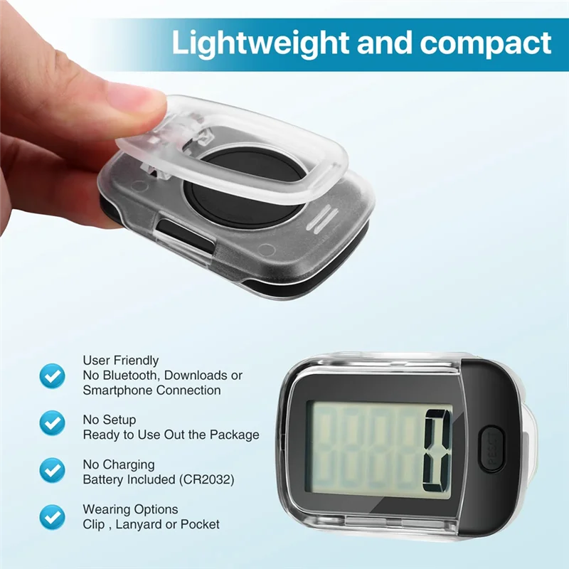 -A90P 3D Pedômetro Walking Step Counter Grande display LCD para passos e milhas ou andando com distância