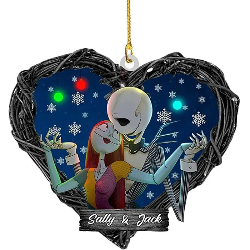 Disney Cartoon The Nightmare Before Christmas Sally Jack Anime Figures Christmas Tree Decoration Acrylic Plane Pendant Kids Toys