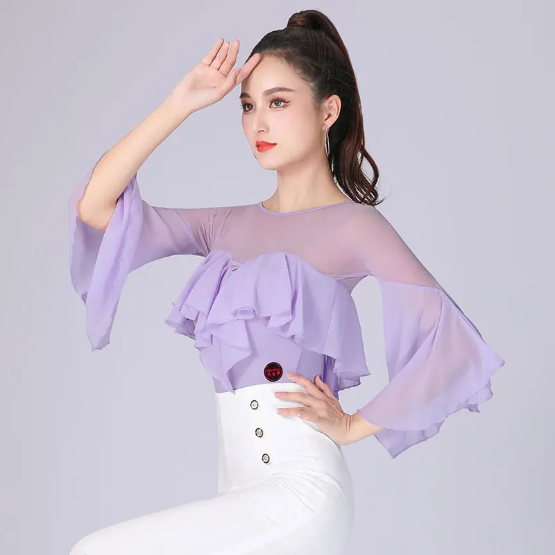 Latin Dance Leatord Female Sexy Performance Dancing Tops Ballroom ChaCha Samba Practice  Clothes Waltz Stage Dancewear Shirts