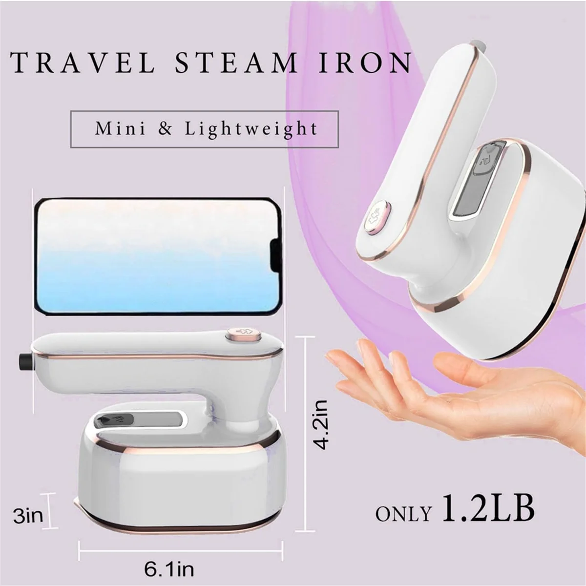 Steamer Iron for Clothes Travel Mini Steam Iron Handheld Portable Steamer Small Size Travel College Essentials EU