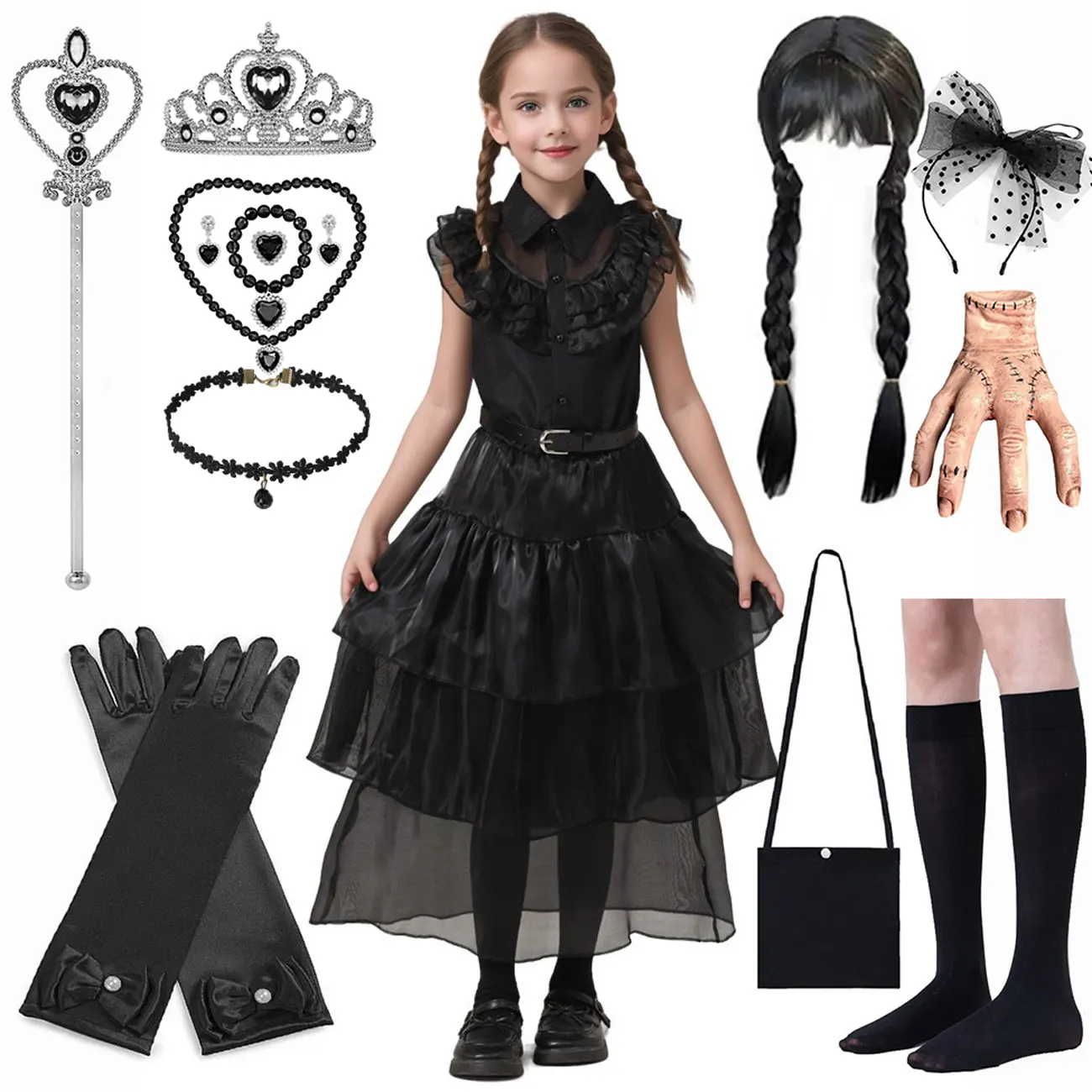 Wendsday Cosplay For Girl Costume 2023 New Vestidos For Kids Carnival Easter Halloween Party Costumes for 3-10 Years Hot