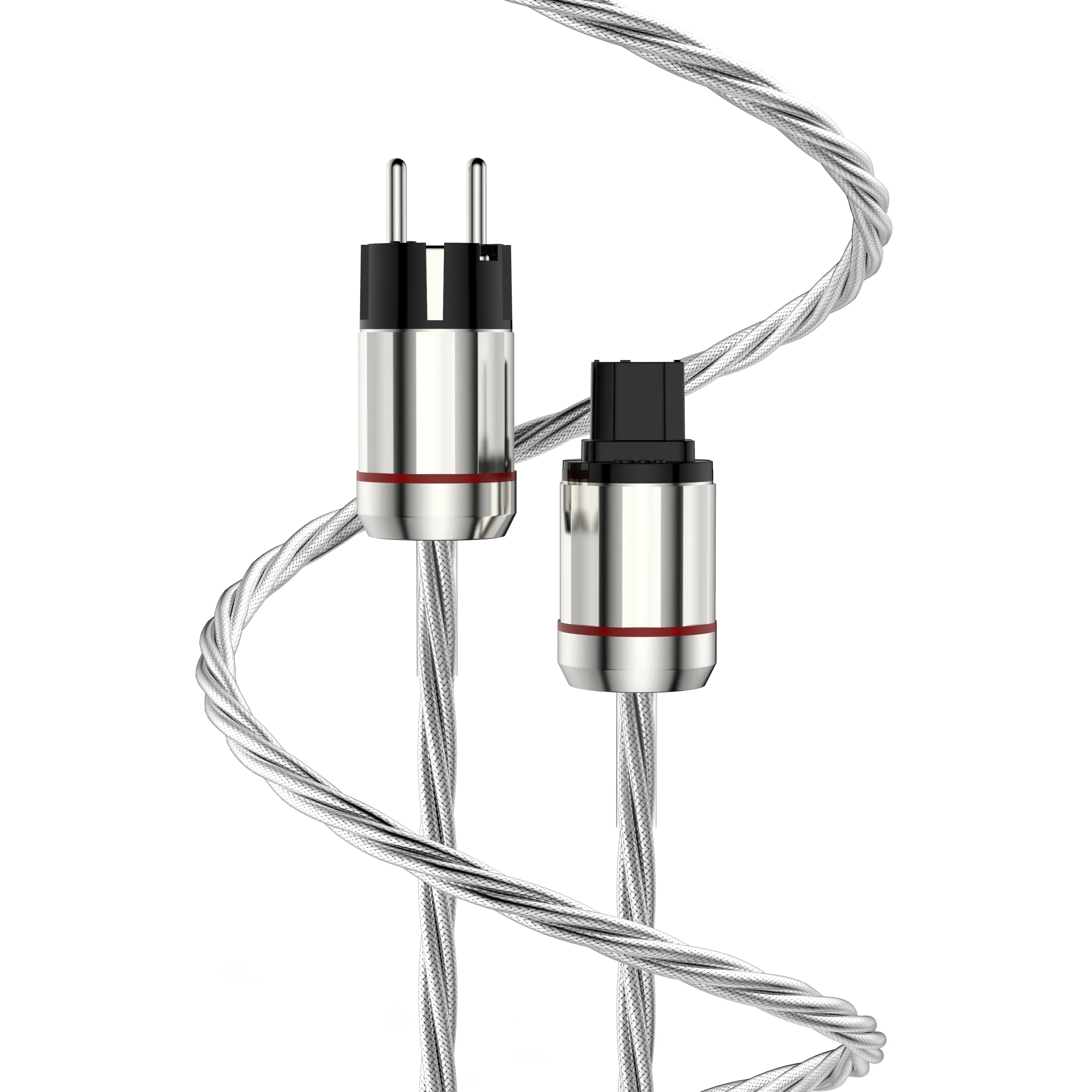 Audiocrast P128 Silver Plated Crystal High Clear PFTE Power Cable Crystal Twist Silver Shielding EU Plug