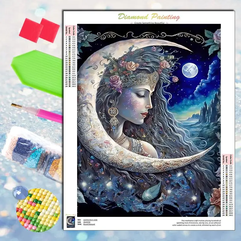 

CHENISTORY Diamond Mosaic Embroidery Moon Goddess 5D Full Diamond Painting Picture Of Rhinestones Crafts Decoration For Home