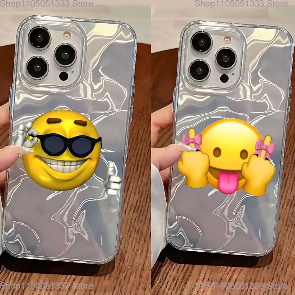 

Funny Emoji Faces Stickers Phone Case For iPhone 11,12,13,14,15,16 Plus,Pro,Max,Plus Transparent Satin Laser Glossy Cover