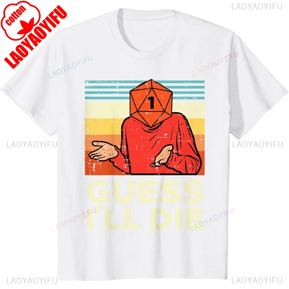 الزنزانات والتنينات آر بي جي ألعاب 1 تخمين Ill يموت ريترو DM تي شيرت عادية موضة Harajuku قصيرة الأكمام تنفس فضفاض رجل التي شيرت