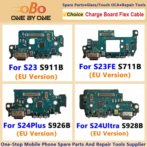 삼성 S23 S24 Plus Ultra FE S916B S918B S926B 충전 도크 커넥터 플렉스 케이블 수리(EU 버전)용 USB 충전 포트 보드