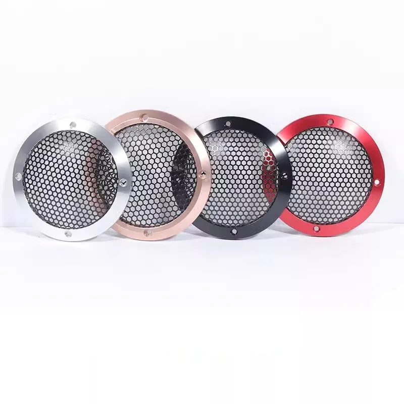 1 pçs 1.5 polegada-6.5 polegada de alumínio carro tweeter alto-falante grill capa grade de malha de metal completo para realce de áudio preto