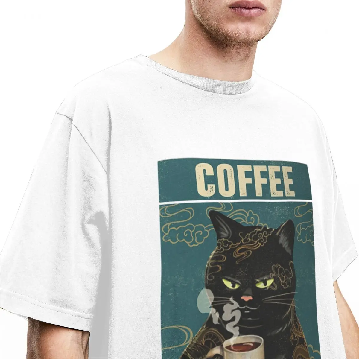 Black Cat Coffee Because Murder Is Wrong Accessories Shirt Men Women funny Vintage 100% Cotton Short Sleeve Original Clothes