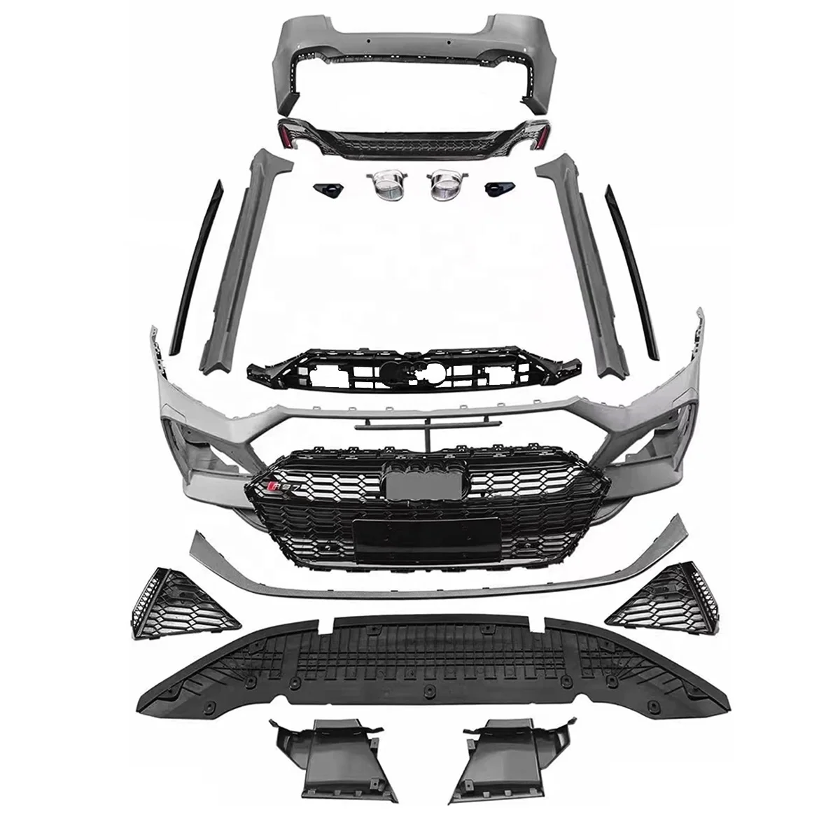 

Комплект кузова для Audi A7 upgrade RS7, автомобильные бамперы, боковые юбки, задний диффузор, задние трубы