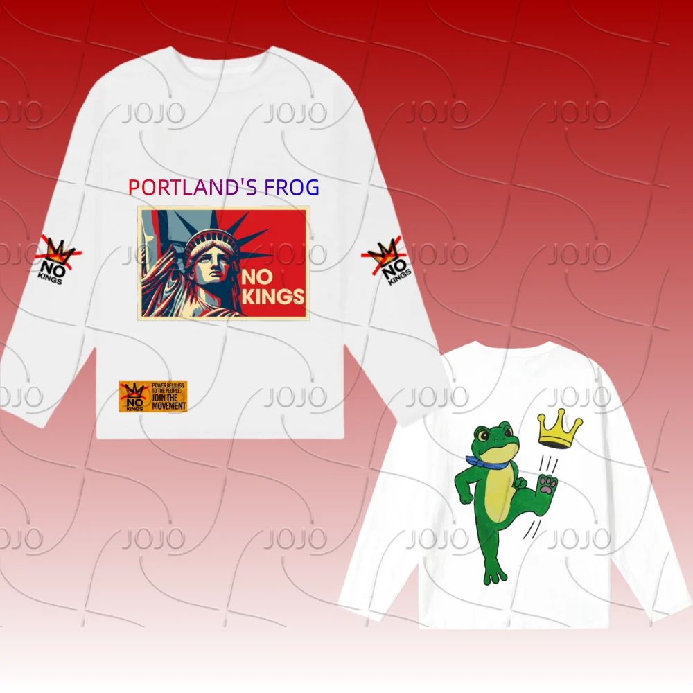 

Portland Frog Protest NO KING Free Frog Parade Long-Sleeve T-Shirt, 3D Printed Quick-Dry Breathable Cosplay Party HIPHOP TOP