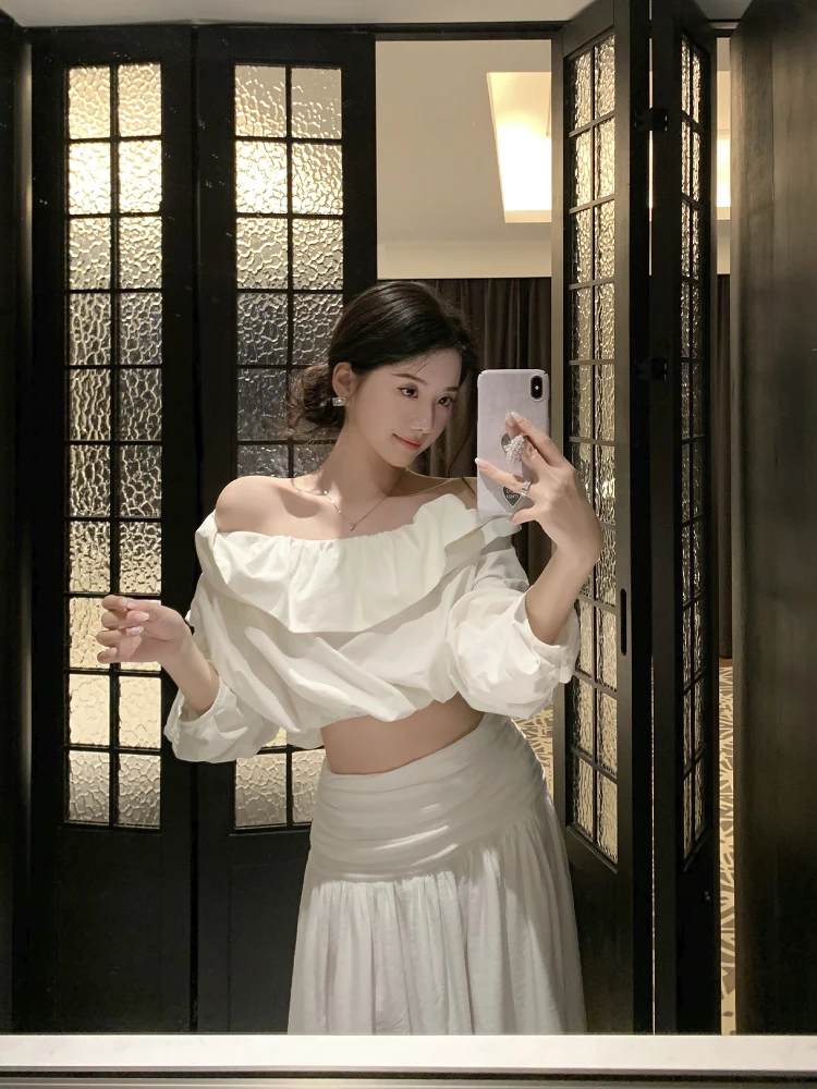 

Middletone Hiroima Love S Women's ort Svel Dstring Long Sve One-oulder irt Loose Fit Pure Cotton Blend