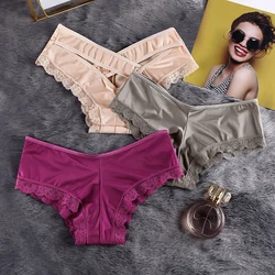 BANNIROU 3Pcs Sexy Underwear Briefs For Woman Seamless Women's Lingerie Hollow Out Female Underpants Lace Panties For Woman