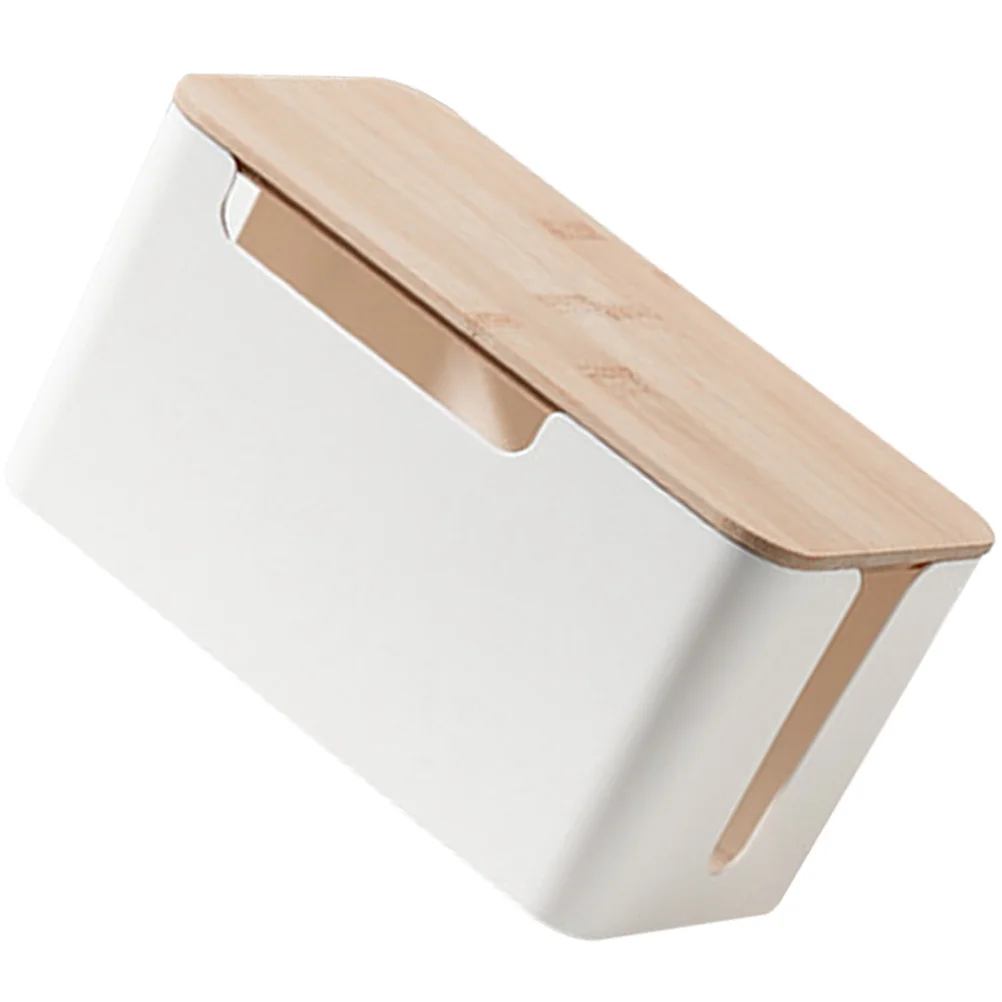 Router Cable Management Box Wooden Cover Cable Organizer Case Charging Cord Storage Box Outlet Protector for Home Office