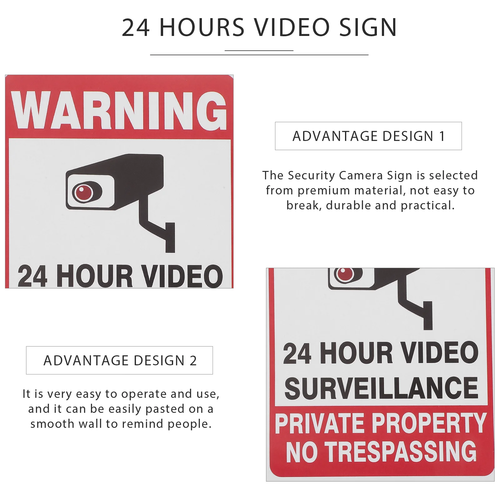 

50 Security Camera Warning Stickers Practical Warning Sticker Private Field Safety Reminder Outdoor Wall Sign Decal