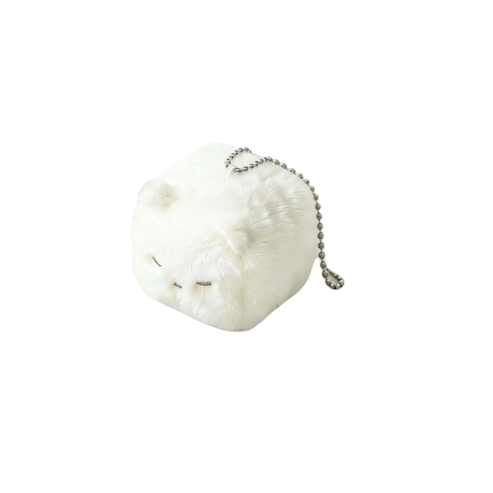 Cute Soft Fluffy Cat Plush Keychain Kawaii Cartoon Design Bead Chain Fluffy Cat Bag Charm Plush Bag Pendant Backpack Decoration