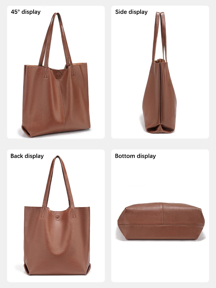 Zency 100 % echtes Leder Handtasche große Kapazität Damen Umhängetasche Retro Tote Geldbörse Einkaufstaschen Verbundtasche Naturleder