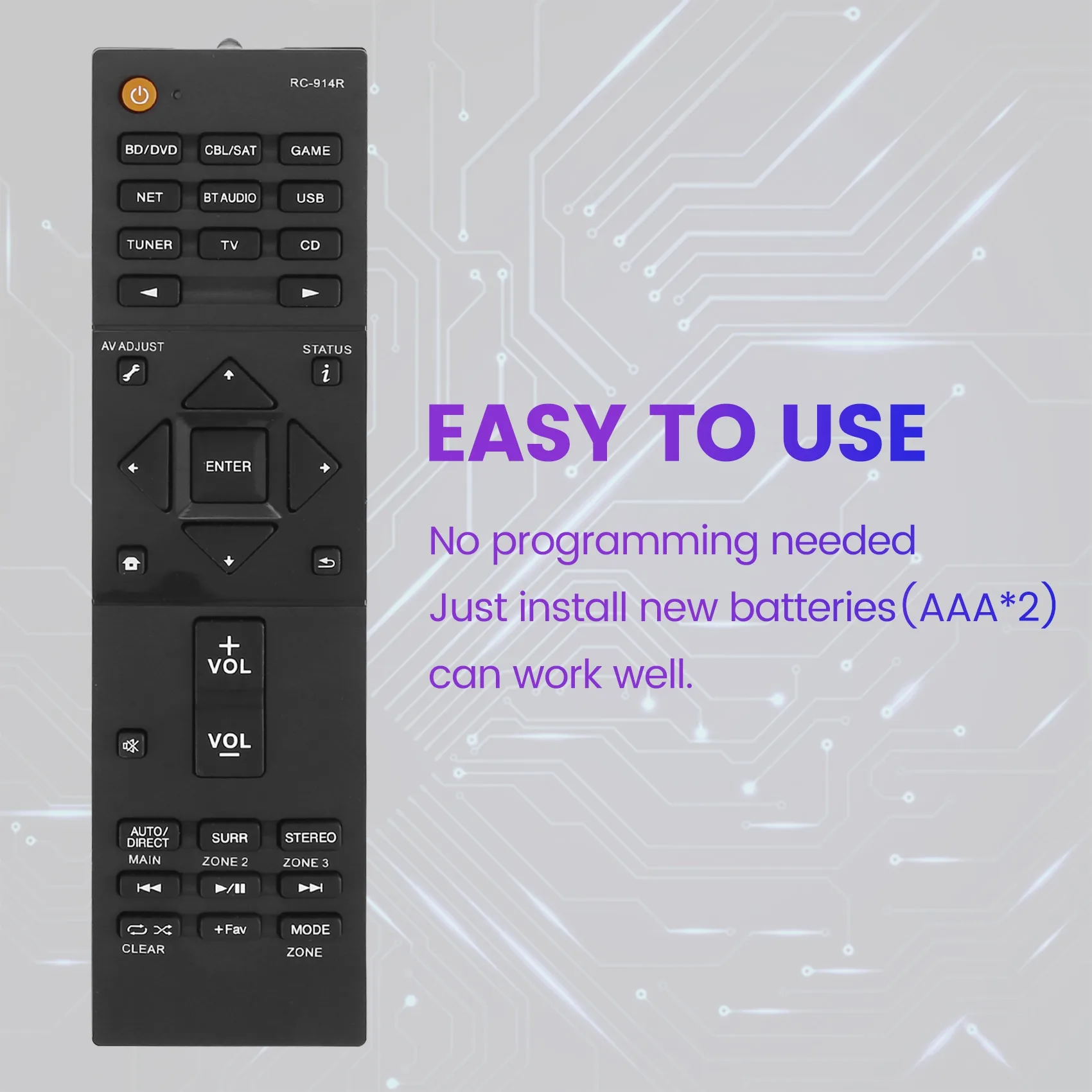 Mando a distancia de repuesto para reproductor amplificador AV Pioneer RC-914R