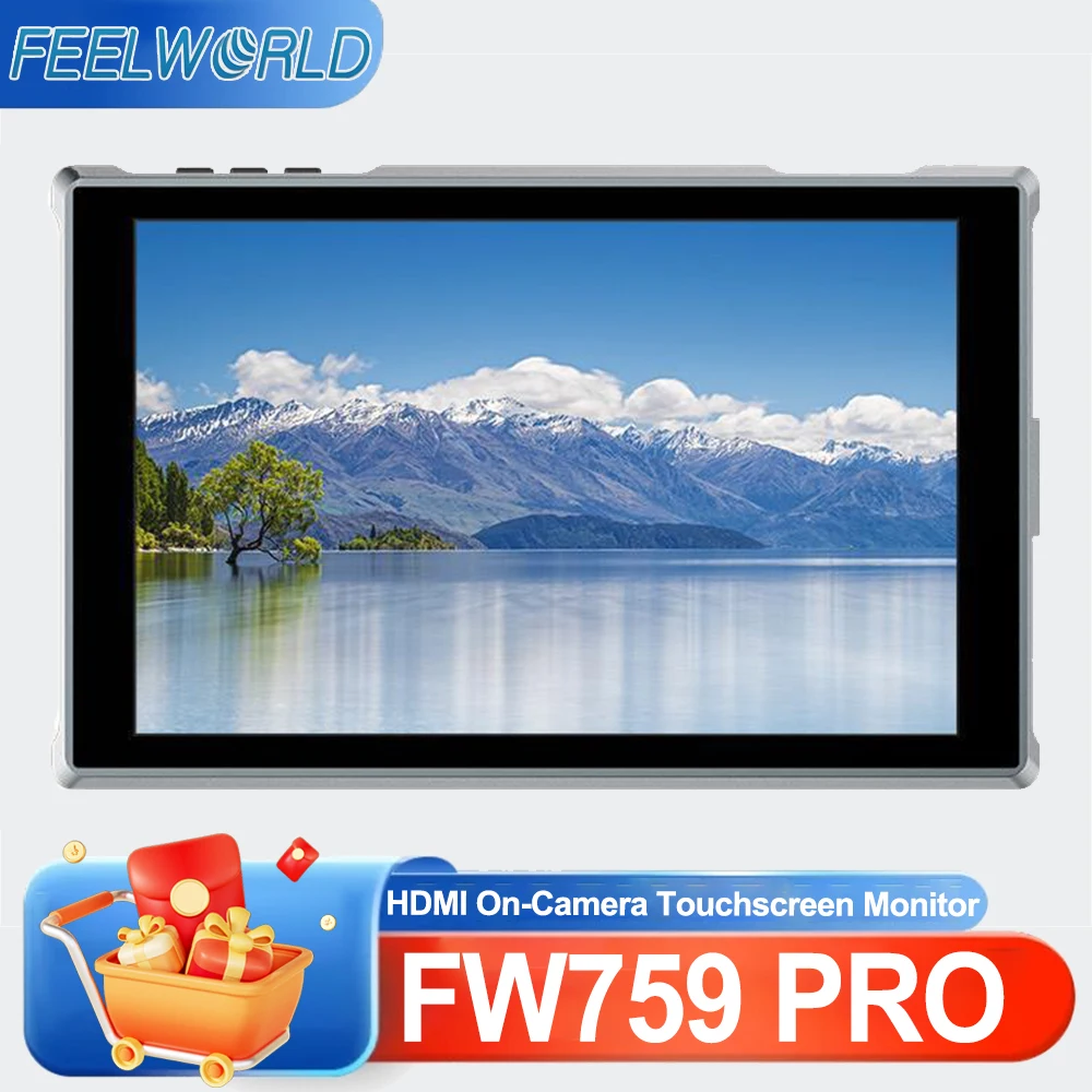 

FEELWORLD FW759 PRO 7-дюймовый IPS-монитор с сенсорным экраном для камеры, 4K HDMI AV-вход, IPS HD-дисплей, портативный видеомонитор для камеры