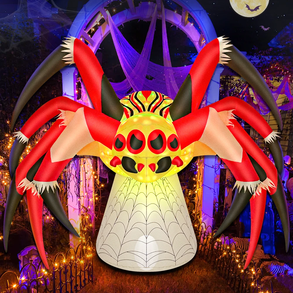 Halloween Arch Pumpkin Nadmuchiwana dekoracja zewnętrzna do domu Ghost Tree Spider Blow Up Yard Props For Holiday Party Garden With Led